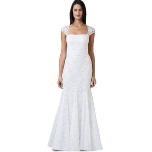 Adriana Papell Ivory Sequin Bead Cap Sleeve Dress